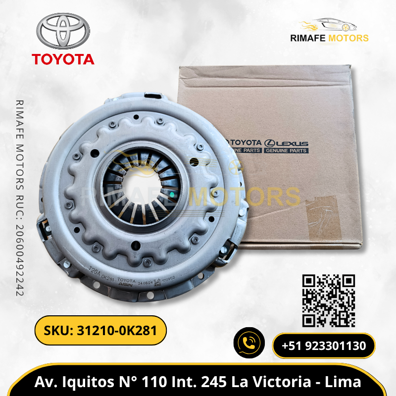 PLATO PRESOR DE EMBRAGUE TOYOTA HILUX 1GD 2GD